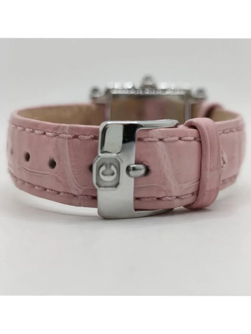 Chopard Happy Sport Square 5 Floating Diamond Pink Leather Quartz Watch